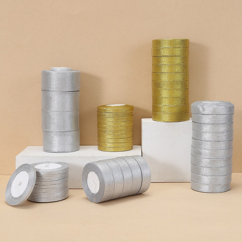 聖誕節配件 金色／銀色絲帶（闊5cm・約22米）